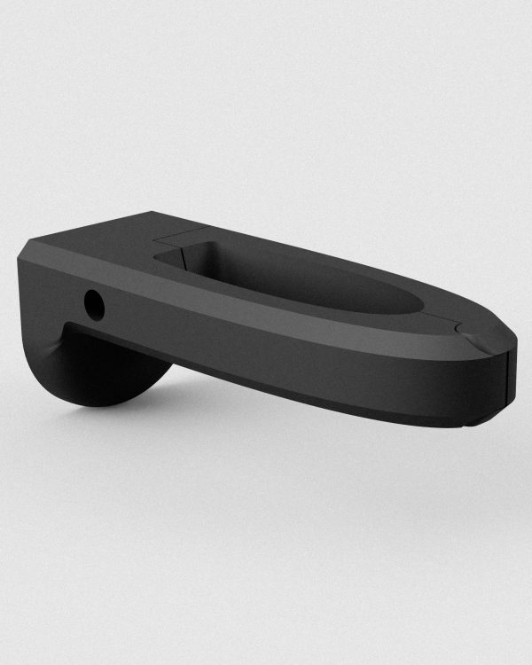 watts and grams mount for Garmin Varia rear light in rear view with visible swivel joint.