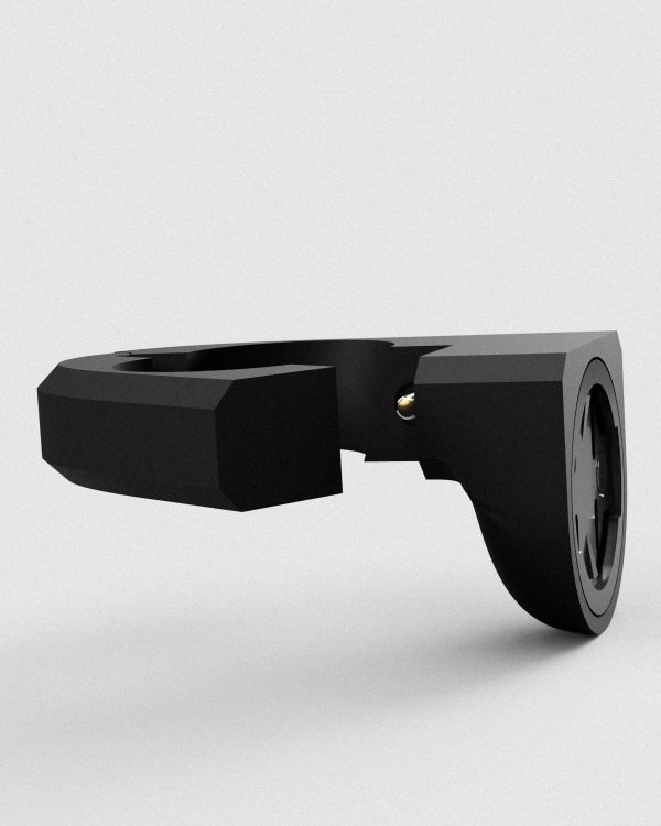 watts and grams mount for Garmin Varia rear light in half-open position for mounting on round seat post.