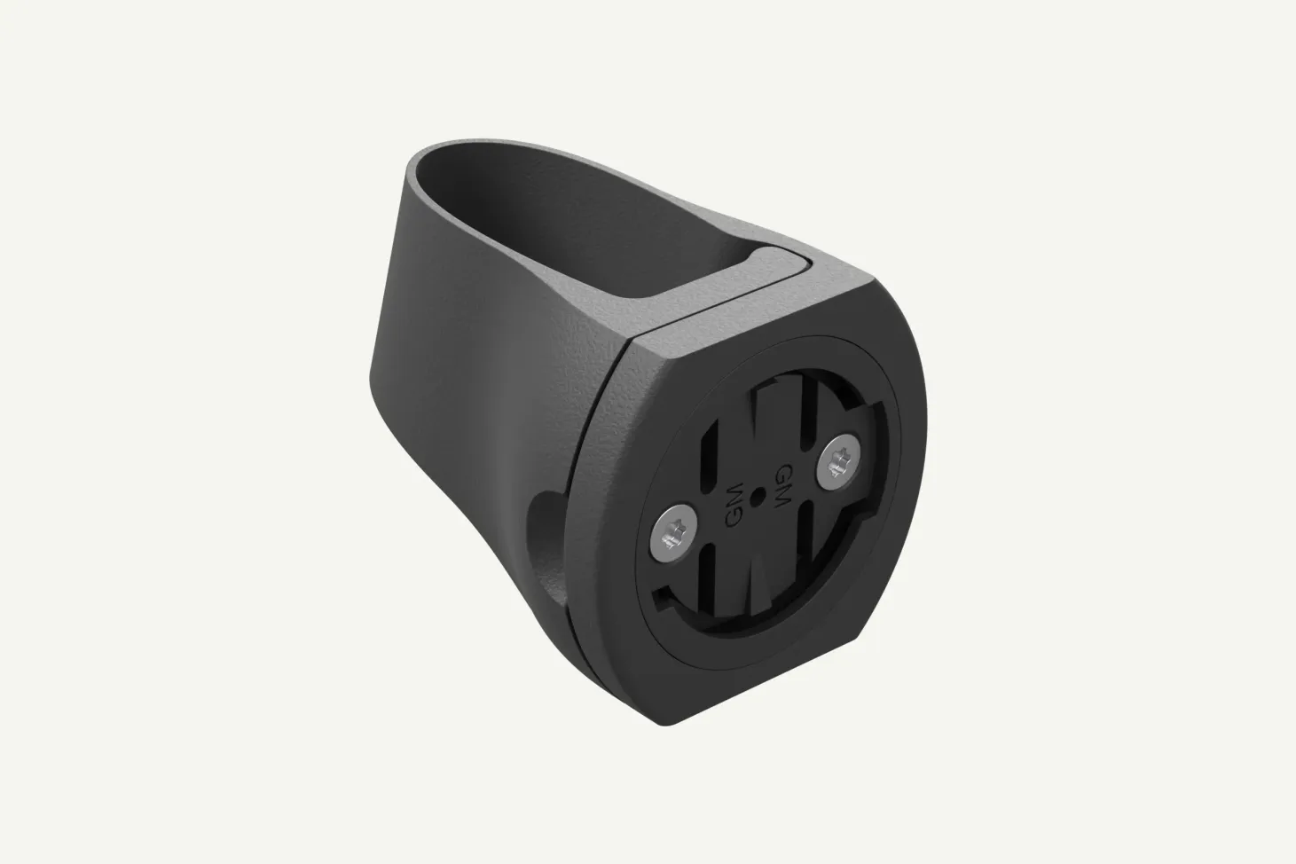 Halterung für Garmin Varia in der Schrägansicht mit Adapter und Griffmulde